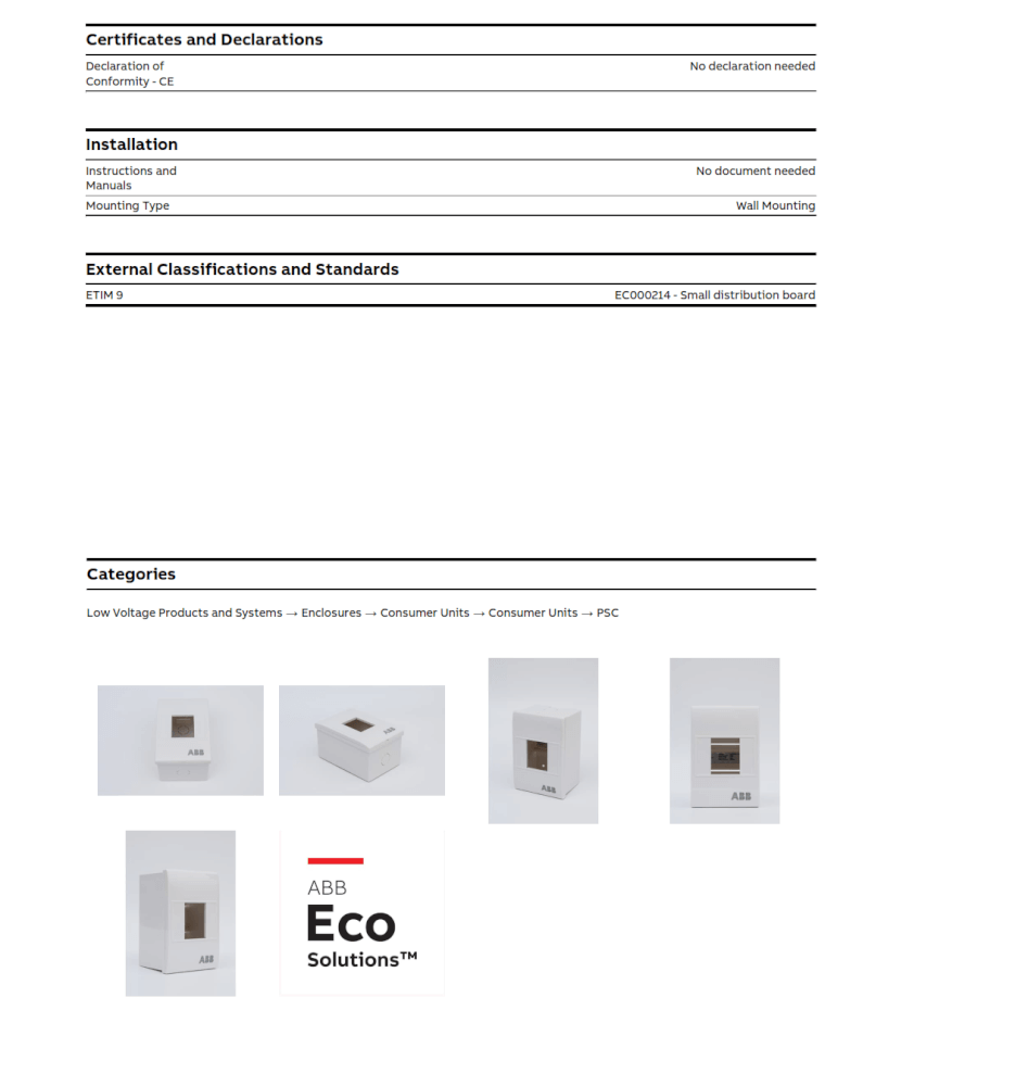 กล่องใส่เบรกเกอร์ 2 ช่อง ABB PSC102 Consumer Unit IEC IP40 Plastic Box & Cover_8